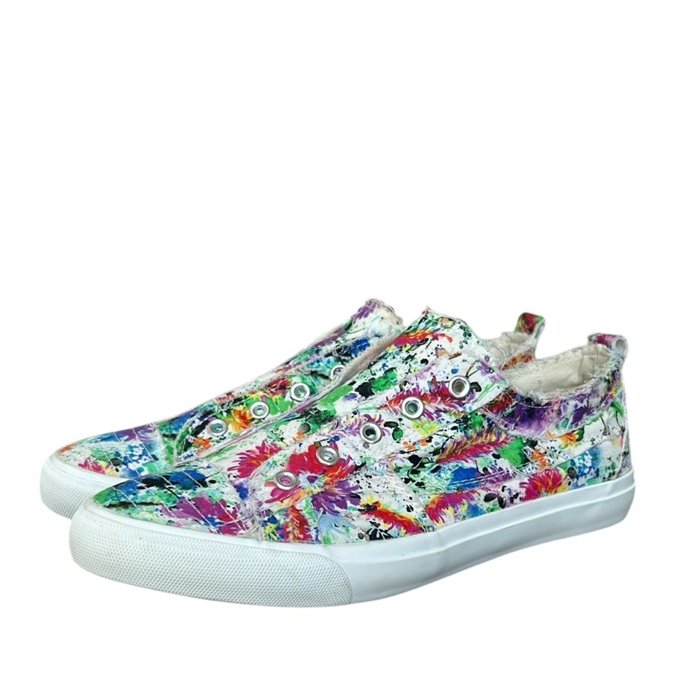 Corkys Babalu Floral Splatter Canvas Sneakers Frayed Colorful Rainbow Women’s 10